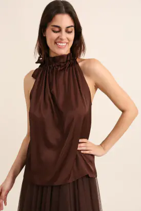 Elisabeth satin top, choco