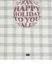 Happy holidays organic cotton kitchen towel, white/green