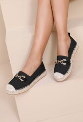 Espadrillo with buckle, black