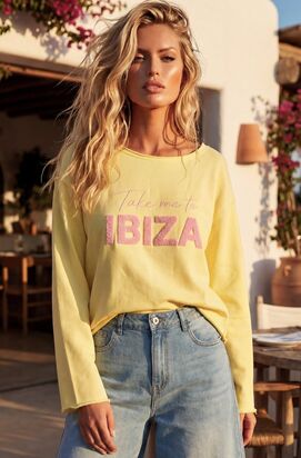 Take me to Ibiza sweater, yellow