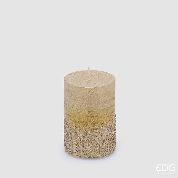 Rustic glitter candle 10cm, light gold