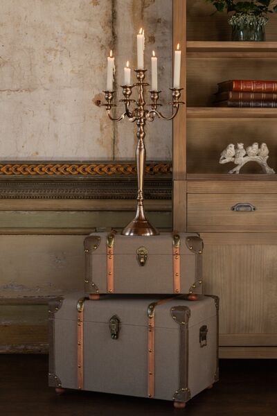 Candle holder aluminium 98cm, rose gold