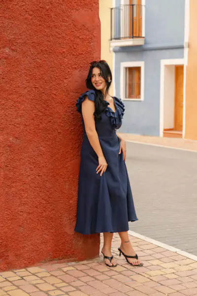 Kaya dress, oxford navy