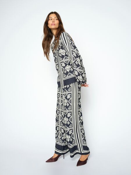Measa linocut pant long, salute navy