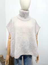 Sleeveless turtleneck sweater, beige