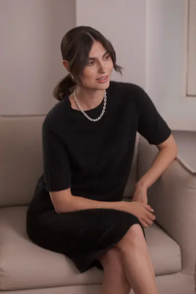 Karlie short sleeve cashmere sweater, black