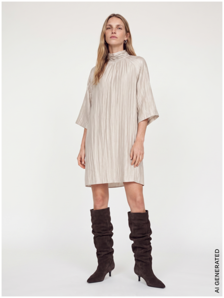 Kerstine highneck dress, mourning dove