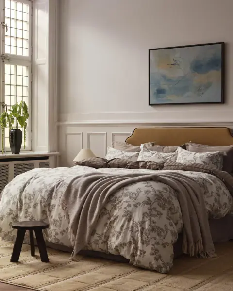 Tree print pillowcase 50x60, taupe beige