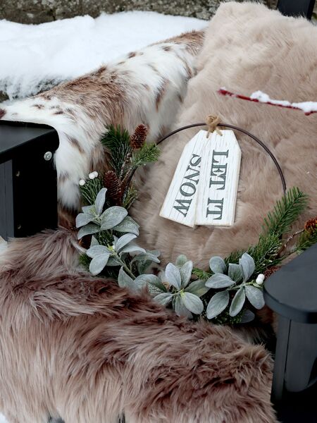 Sign let it snow 2pcs, antique white