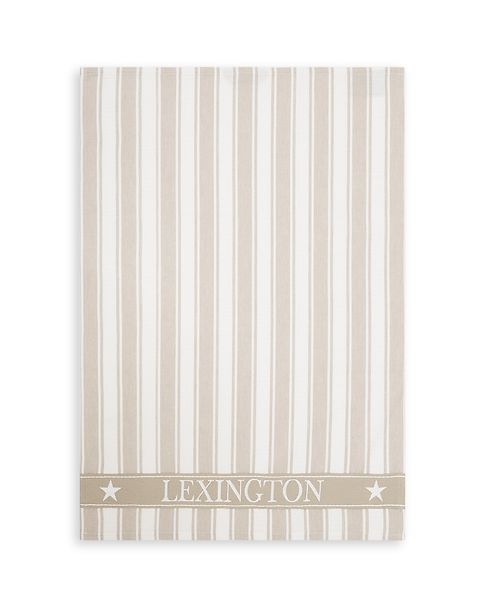 Icons cotton twill waffle stripe kitchen towel, beige/white