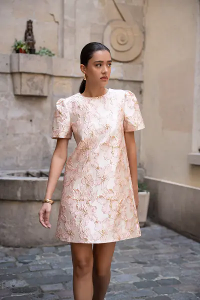 Short printed saint-tropez dress, rose