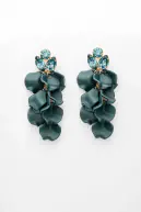 Leaf stone earrings, dark green