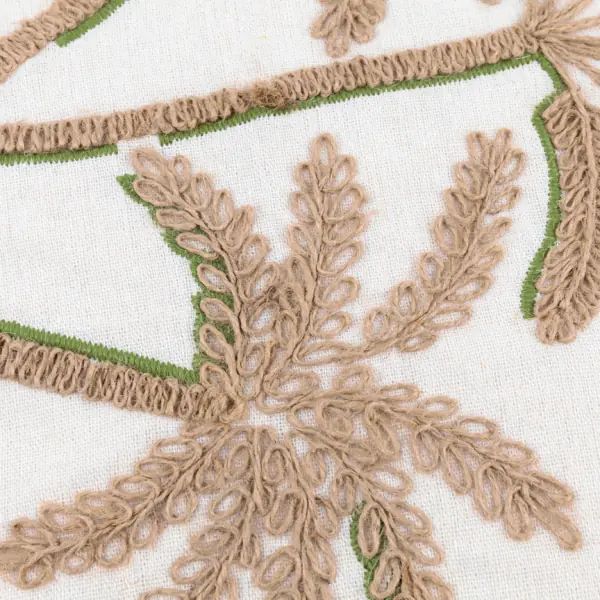 Palm embroidered cushion cover 45x45, green