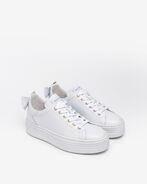 Leather sneakers with bow, white