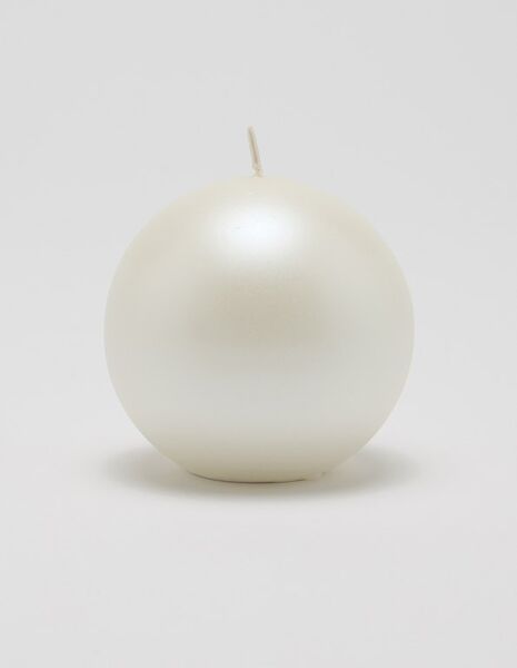 Velvet ball candle 12cm, pearl