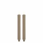 Led taper candle grooved 2pcs, sandstone