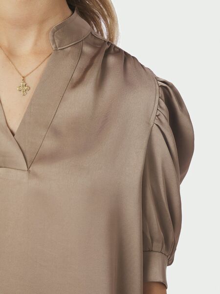Roella heavy sateen blouse, dark taupe