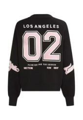 Embroidered BF Pullover Crewneck, Jet Black
