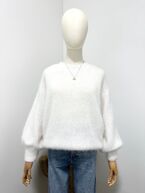 Roundneck angora sweater, white