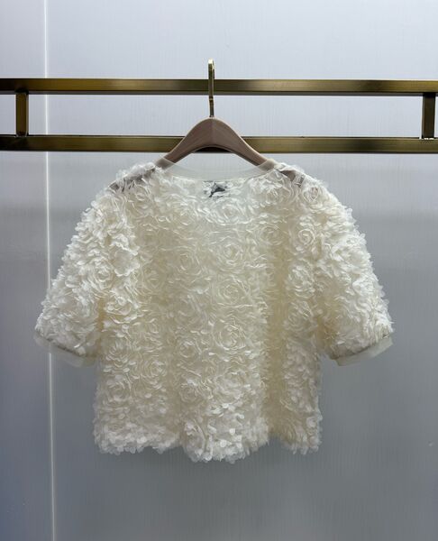 Textured rose shirt, ecru