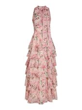 Marli flower chiffon dress, rose