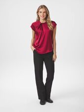 Fleur drapy satin blouse, wine