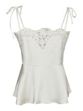Kaela heavy sateen lace top, pearl
