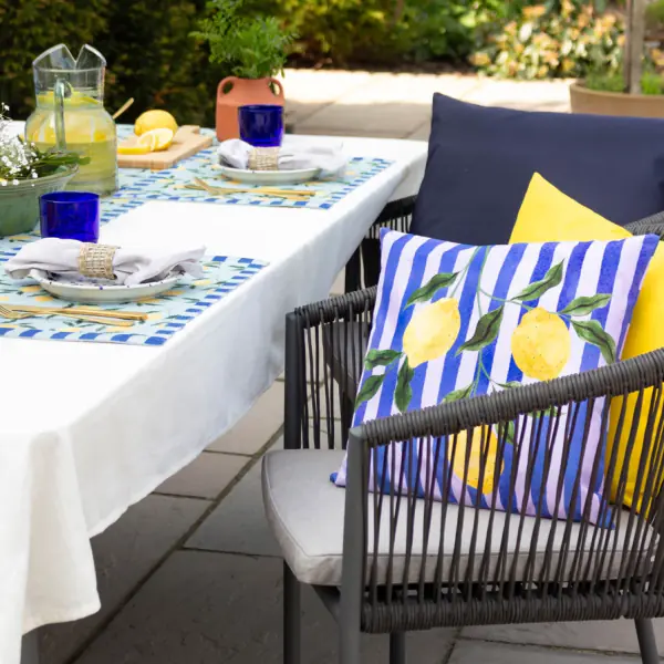 Lemons outdoor cushion 43x43, blue