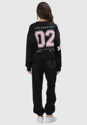 Embroidered BF Pullover Crewneck, Jet Black