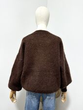 Roundneck mohair sweater, dark brown