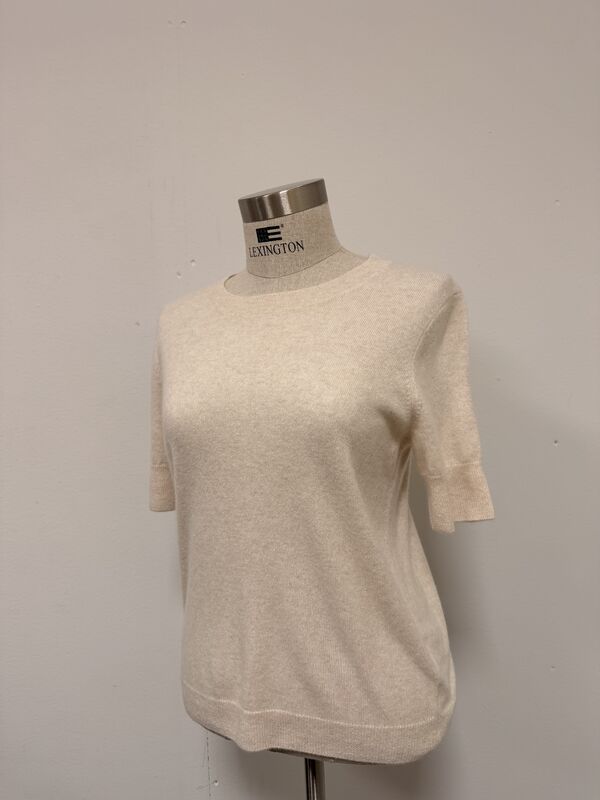 Estheme Round neck short sleeve knit, Beige