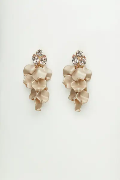 Leaf stone earrings, nougat