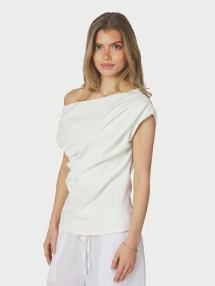 Mabelle drapy top, white