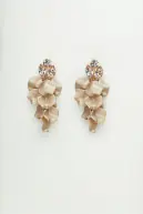 Leaf stone earrings, beige