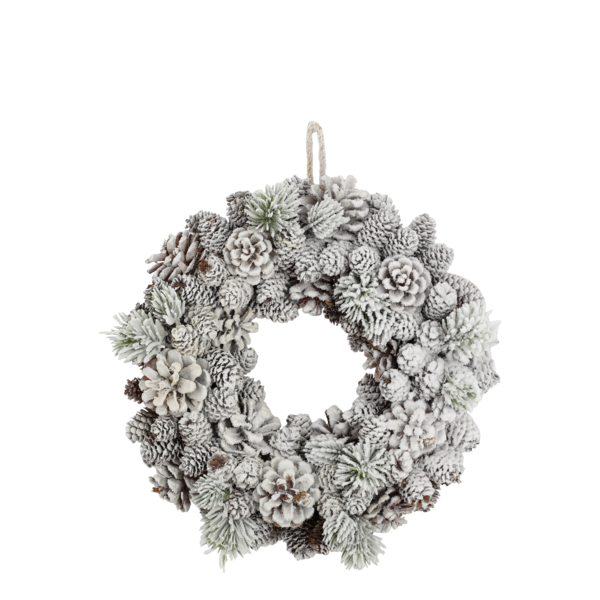 Fleur wreath with cones & snow 33cm, nature