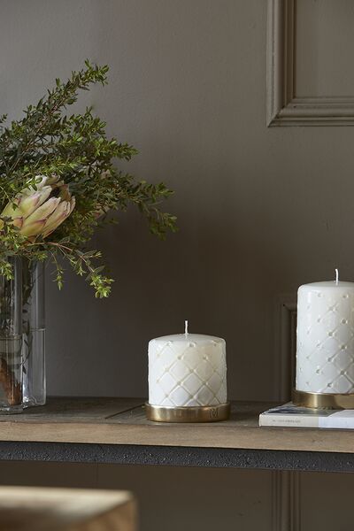 Pillar candle padded 9,5x10, white