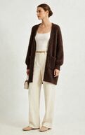 Mohair cardigan with pockets, chocolate