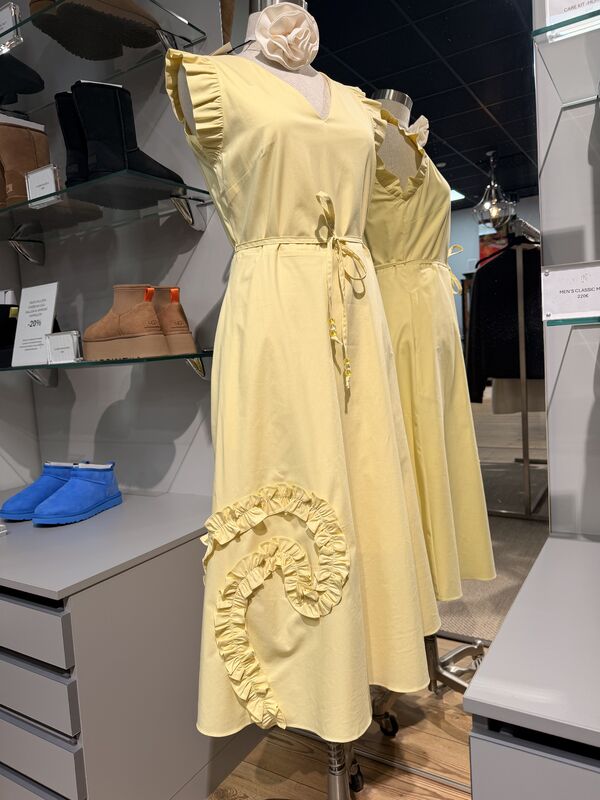 Short Sleeve Ruffle Dress, Yellow