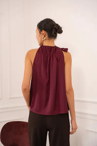 Elisabeth satin top, bordeaux