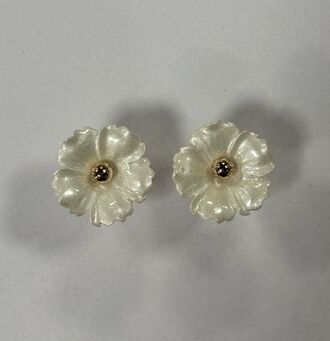 Iris flower earrings, pearl white