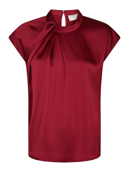 Fleur drapy satin blouse, wine