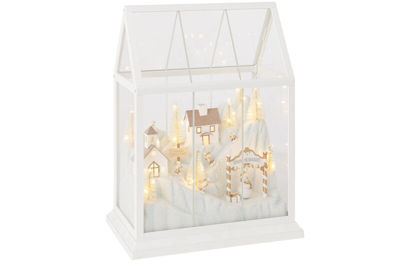 Christmas village led glass, white/gold