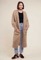 Long mohair cardigan, taupe