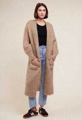 Long mohair cardigan, taupe