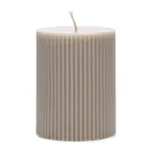 Fine rib pillar candle 7x9, flax