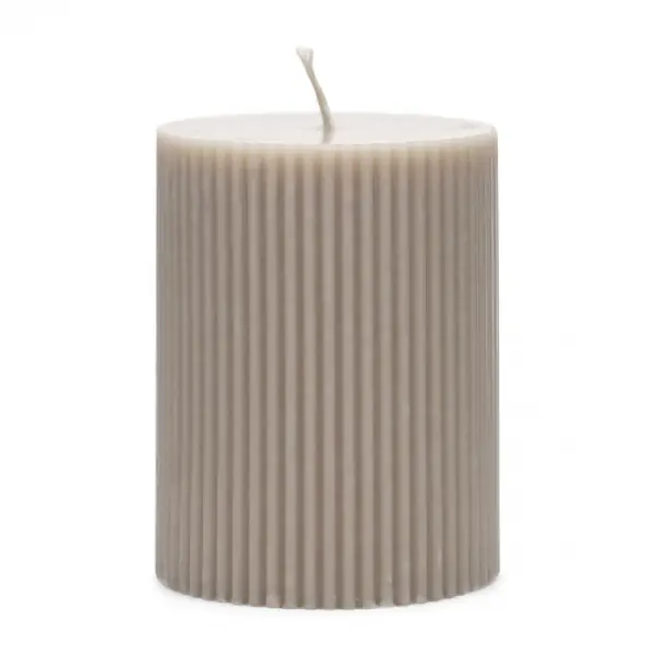 Fine rib pillar candle 7x9, flax