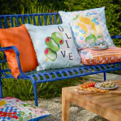 Mediterranean limon ourdoor cushion 43x43, sky bluw