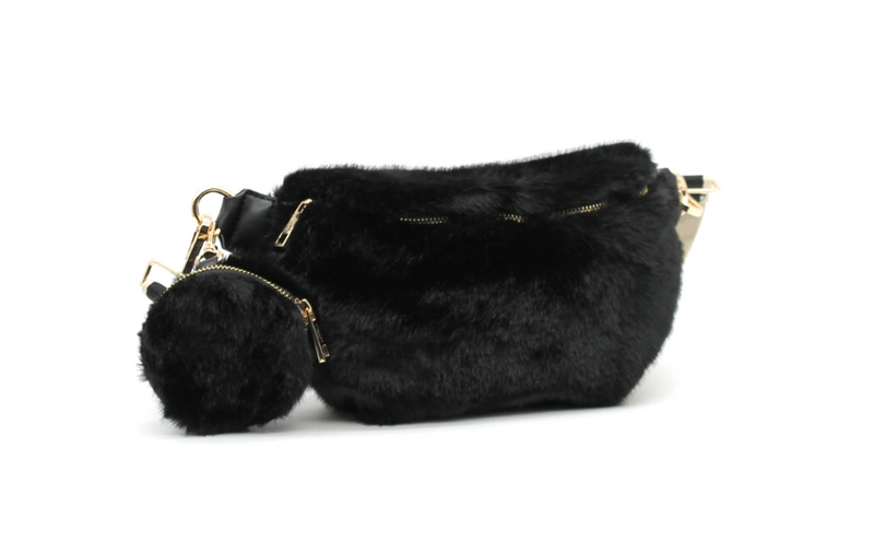 Odetta faux fur bag, black