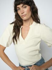 Jada V-SS puff tee, Ecru