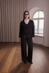 Allia alpaca blend sweater with v-neck, black